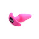 21X Vibrating Silicone Butt Plug with Remote Control - Pink