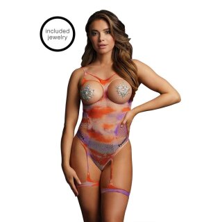 Open-Cup Strappy Teddy & Dazzling Sticker One Size