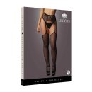 Fishnet and lace garterbelt stockings - Black - O/S