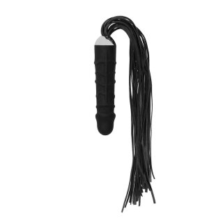 Black Whip with Realistic Silicone Dildo Black