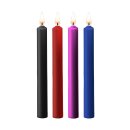 Shots große Teasing-Wachskerzen 4 Stück schwarz, rot, rosa, blau