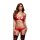 Baci - Lacy Bra Garter & Open Crotch Panty One Size Red